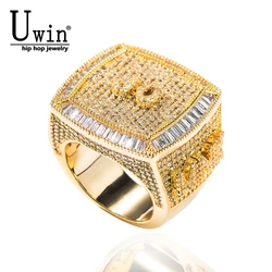 Uwin Custom Personalized Name Rings 1-9 Letters Full Iced Out Cubic Zirconia Name Party Rings Men And Women Hiphop Jewelry