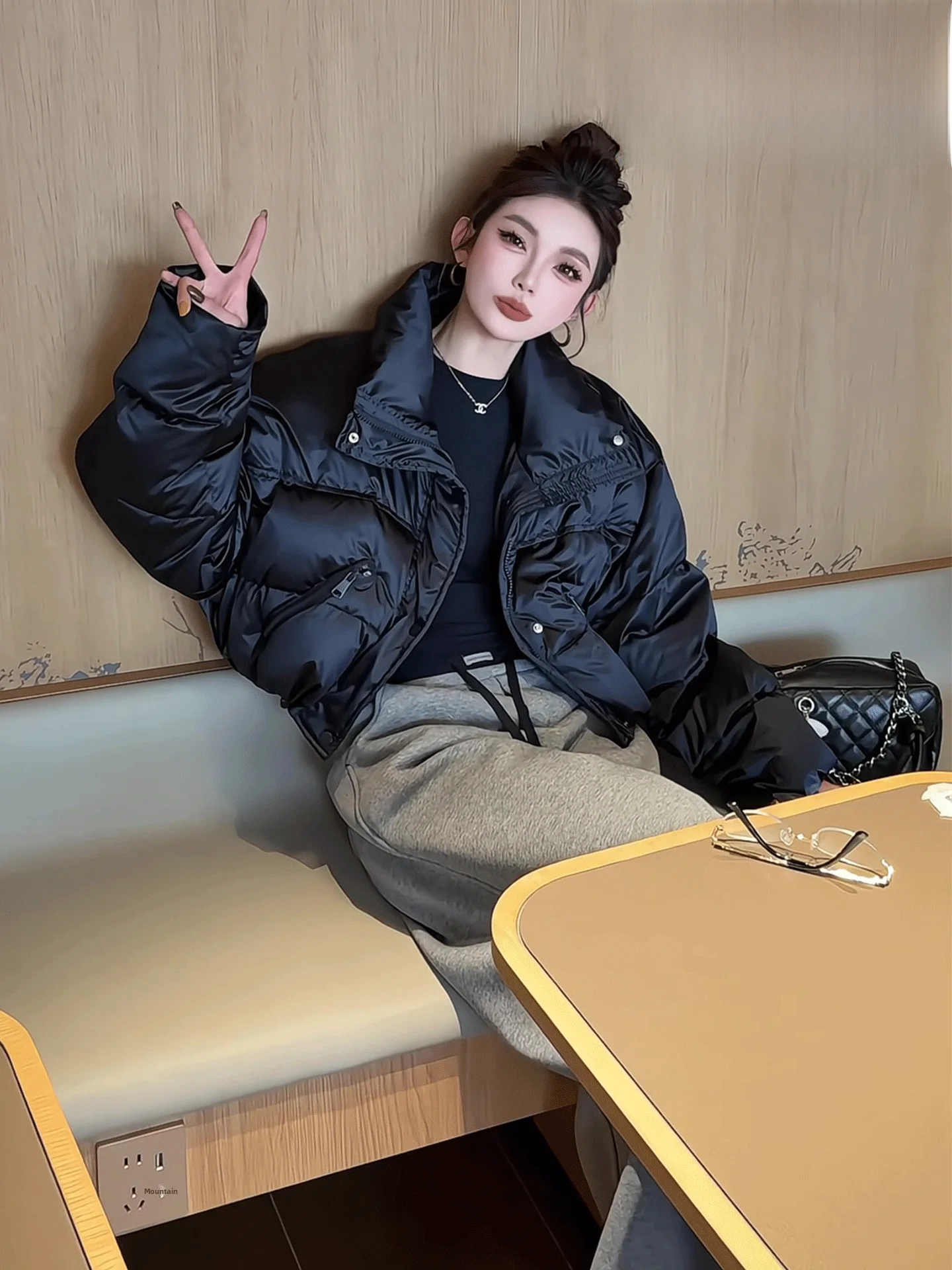 Coréen Sle ort Puffer Jaet femmes Bla fausse fourrure manteau hiver Thiened taille haute longue Sve fermeture à glissière chaleur