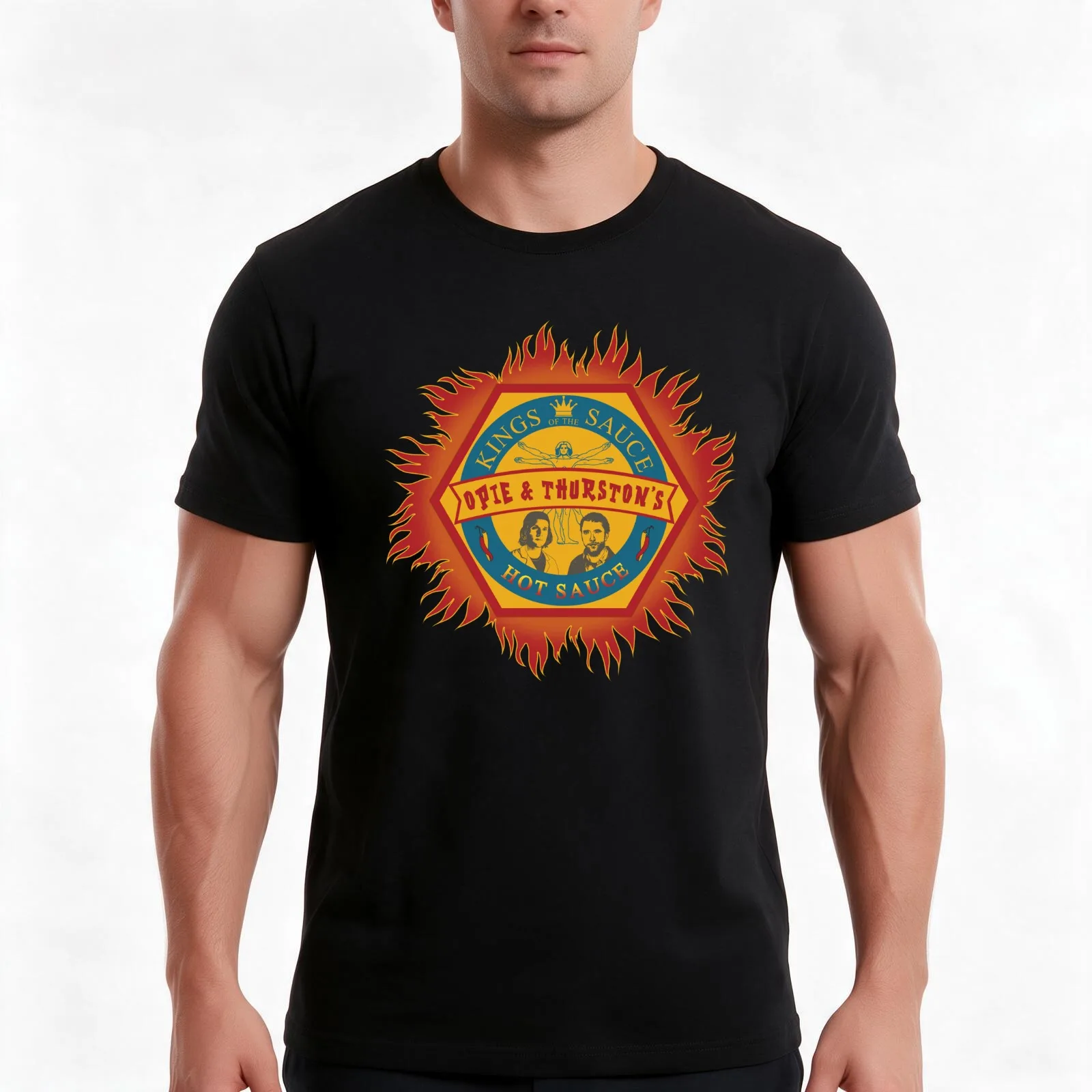 Opie and Thurston's Hot Sauce T-Shirt, Summer Casual Cotton Tee, Oversized Streetwear Tops, Vintage Graphic Print, 100% Cotton
