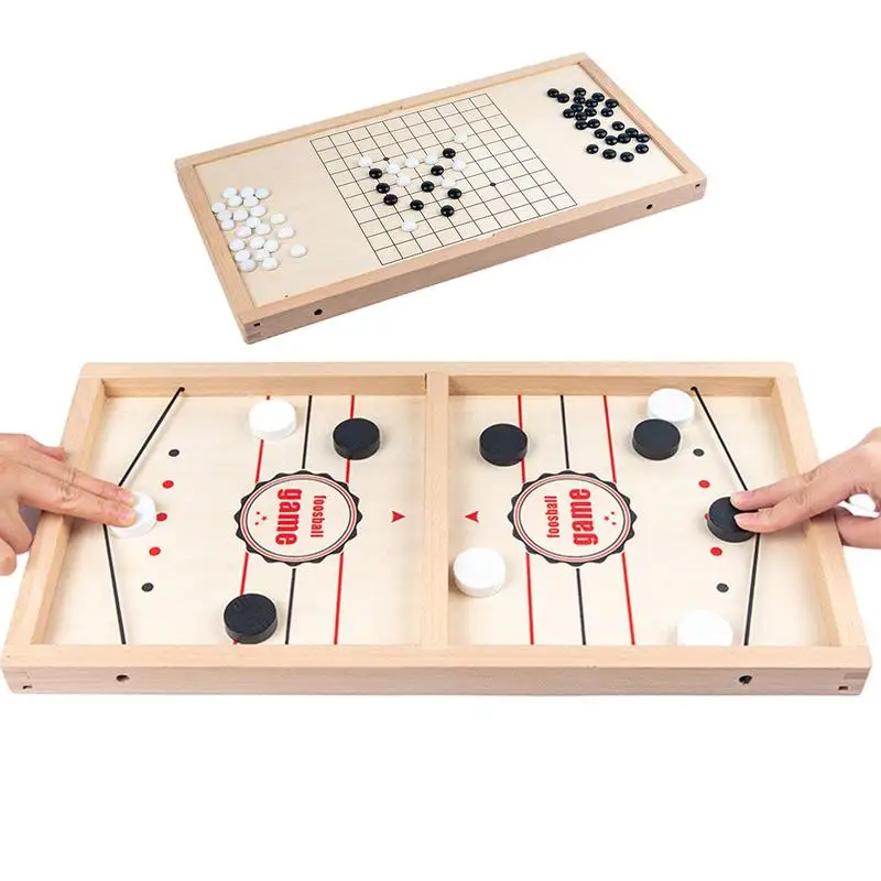 Juego de mesa de Hockey portátil, Puck, juegos de mesa interactivos, Gomoku, doble jugador, juegos de madera únicos para aumentar las habilidades sociales