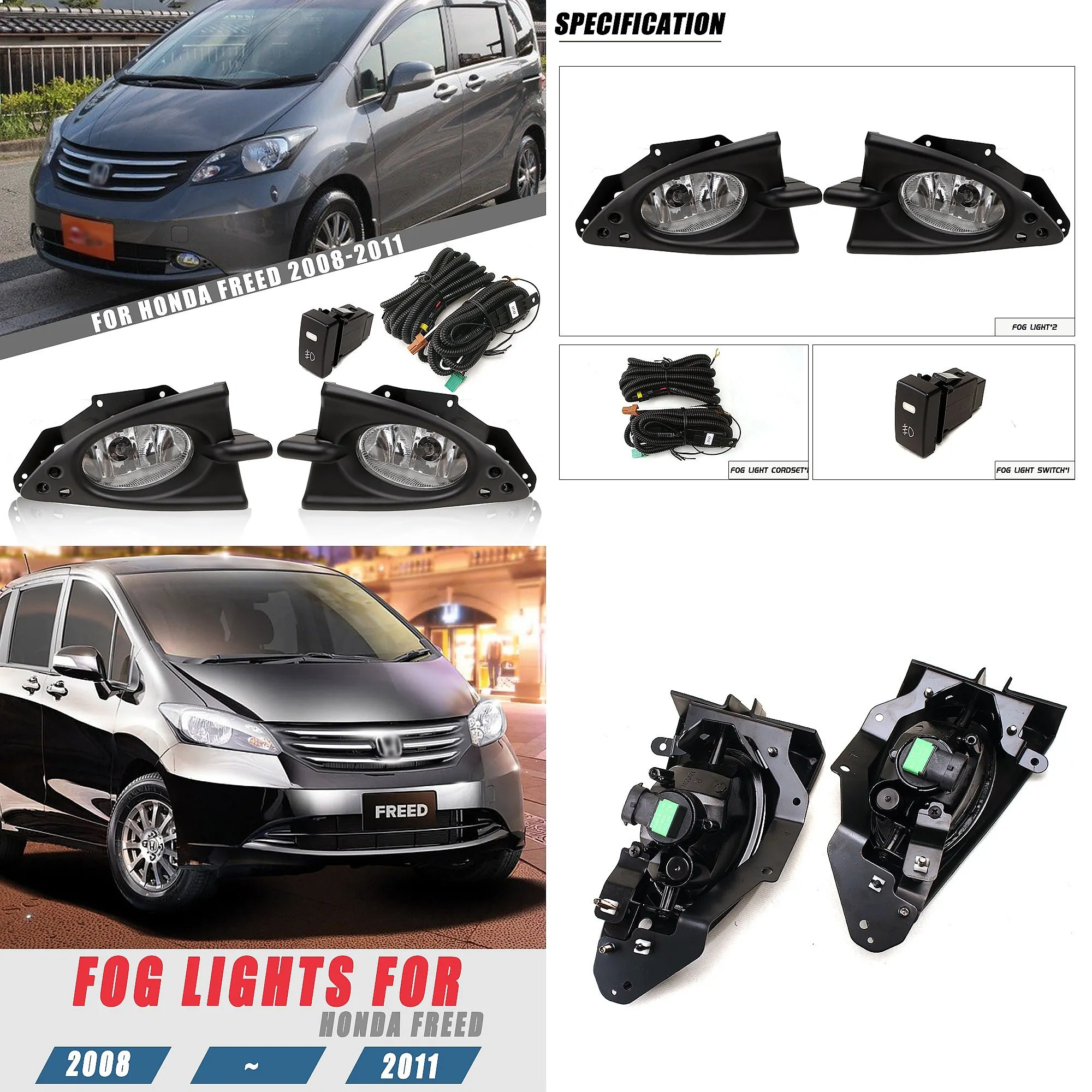 

For Honda Freed 2010 2011 Front Fog Light Assembly DRL Daytime Running Lamp