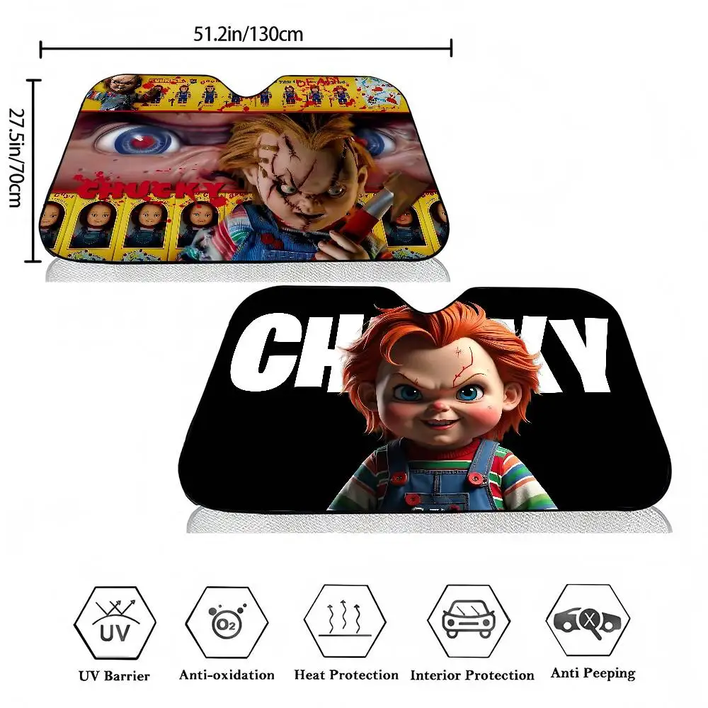 أفلام الرعب عروس تشاكي زجاج سيارة ظلة غطاء السيارات الشمس الظل قناع نافذة الأشعة فوق البنفسجية عاكس سيارات إبقاء سيارة باردة