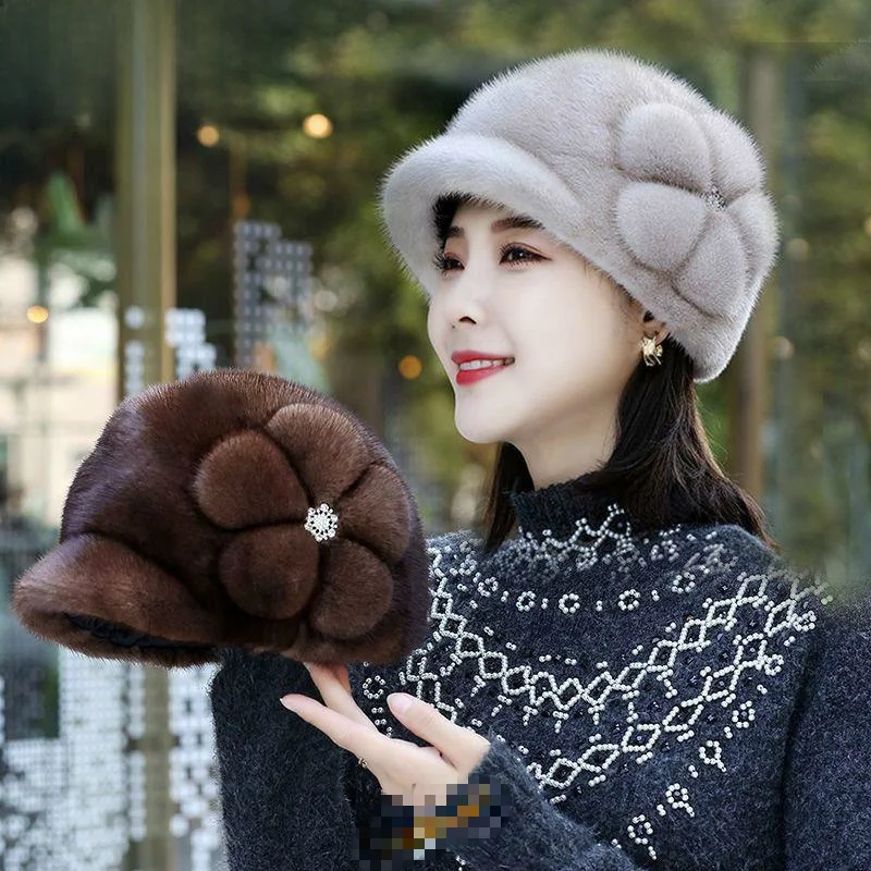 new-outdoor-women's-hat-faux-fur-flower-dubill-cap-winter-warm-ear-protection-hat-soft-plu-material-faionable-acc