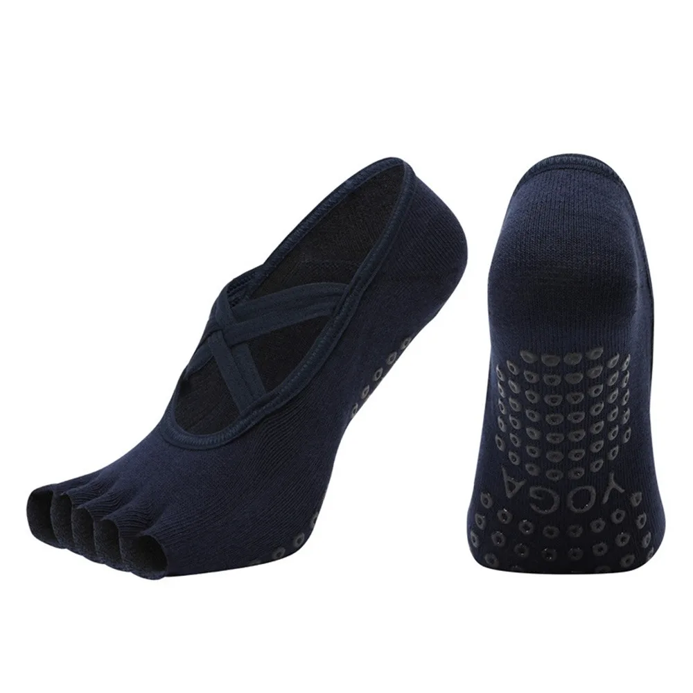 

Разноцветные противоскользящие носки для пилатеса из хлопка с силиконовыми вставками, нескользящие носки для йоги с нескользящей подошвой, в стиле бандажного кроя