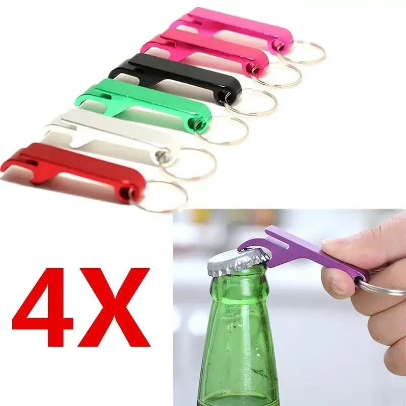 4PCS Multifunctional Beer Opener Keychain Mini Portable Bottle Opener Cat Dog Collar Pendant Outdoor Daily Accessories