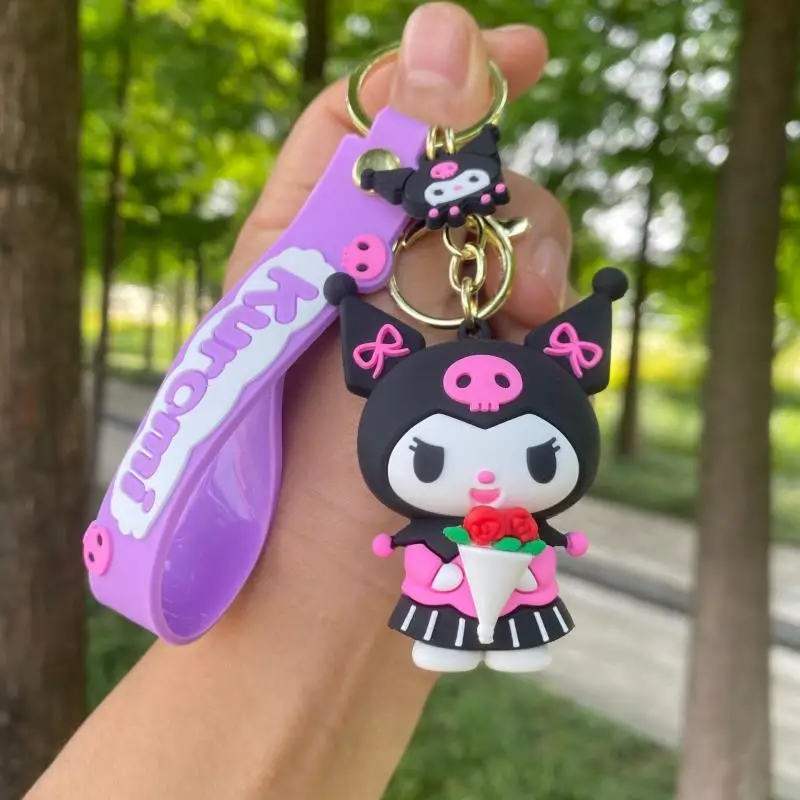 Kawaii Sanrio Sleutelhanger Kuromi Sleutelhanger Anime Pop Pvc Speelgoed Vrouwen Hanger Rugzak Auto Sleutelhanger Tas Accessoires Kids Vakantie Cadeau