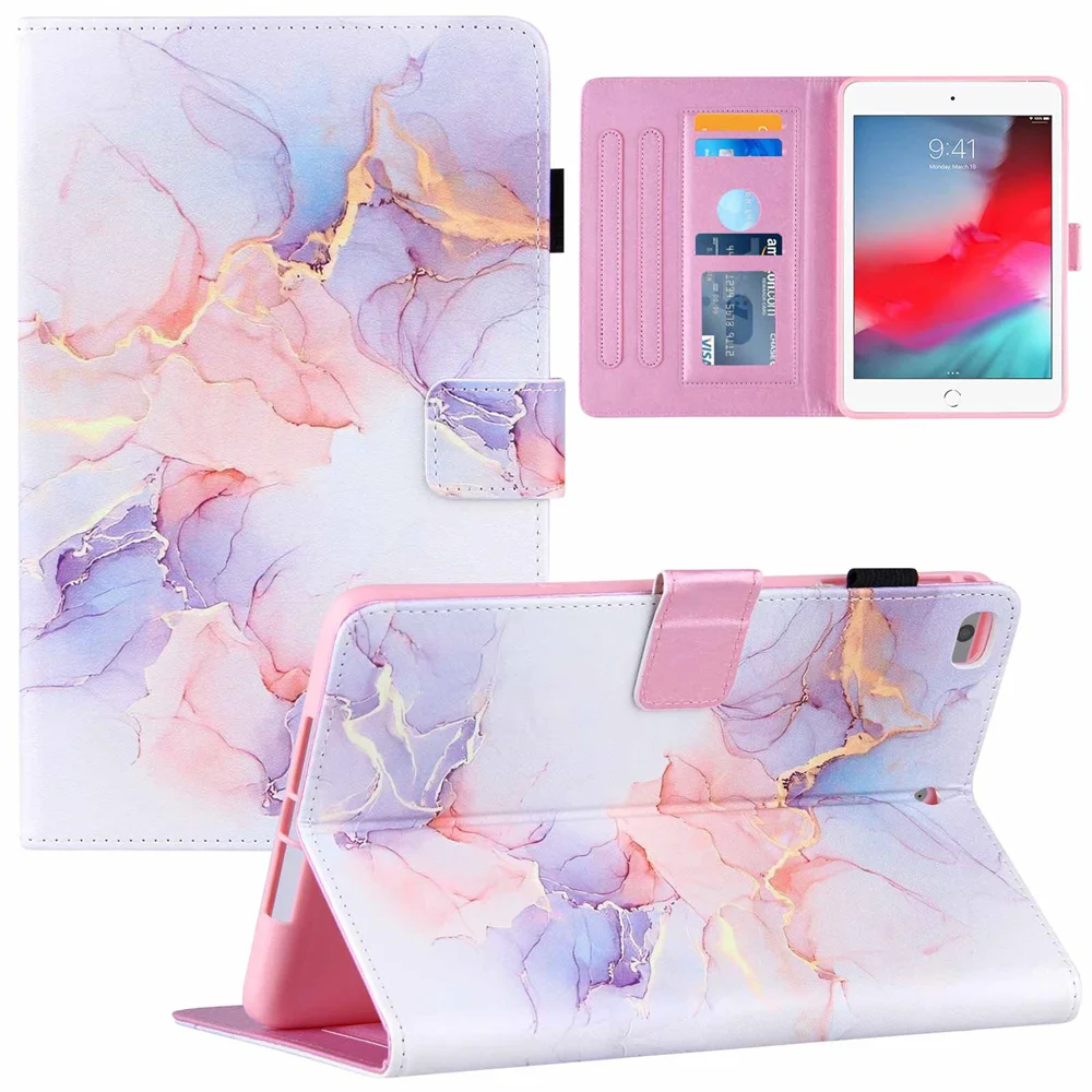

Colorful Painting Auto Wake up Sleep Smart Case for iPad Mini 1 2 3 4 5 6 Magnetic Clasp Silk Pattern Kickstand Leather Case