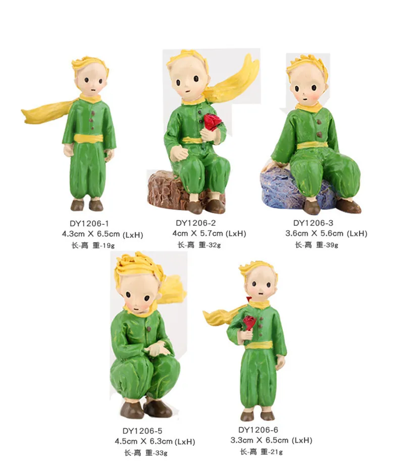 Mini Resin Little Prince Figurines Fairy Cartoon Model Rose Action Fox Figures Miniatures Desktop Ornament Home Decoration
