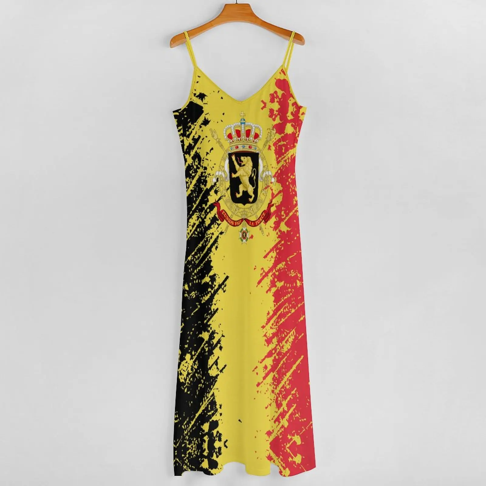 Long Dresses Dress Belgium Flag Print New Casual Sleeveless Women's V-Neck Printed Dress Swing Retro Dresses