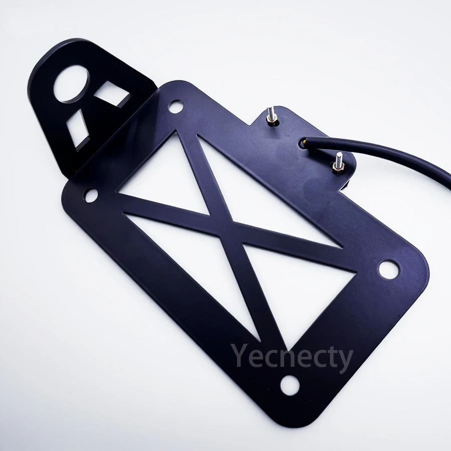 Universal Side Mount Motorcycle Registration License Plate Holder Bracket With LED Rear Light For Bobber Honda Cafe Racer Suzuki