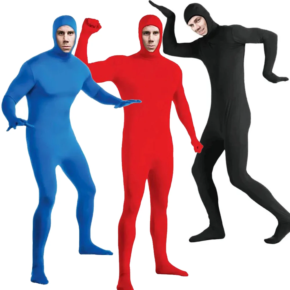 

New Halloween Cosplay Costume Ninja Invisible Bodysuit Man Tights Men Invisible Cloak Adults Women Elastic One-piece Jumpsuits