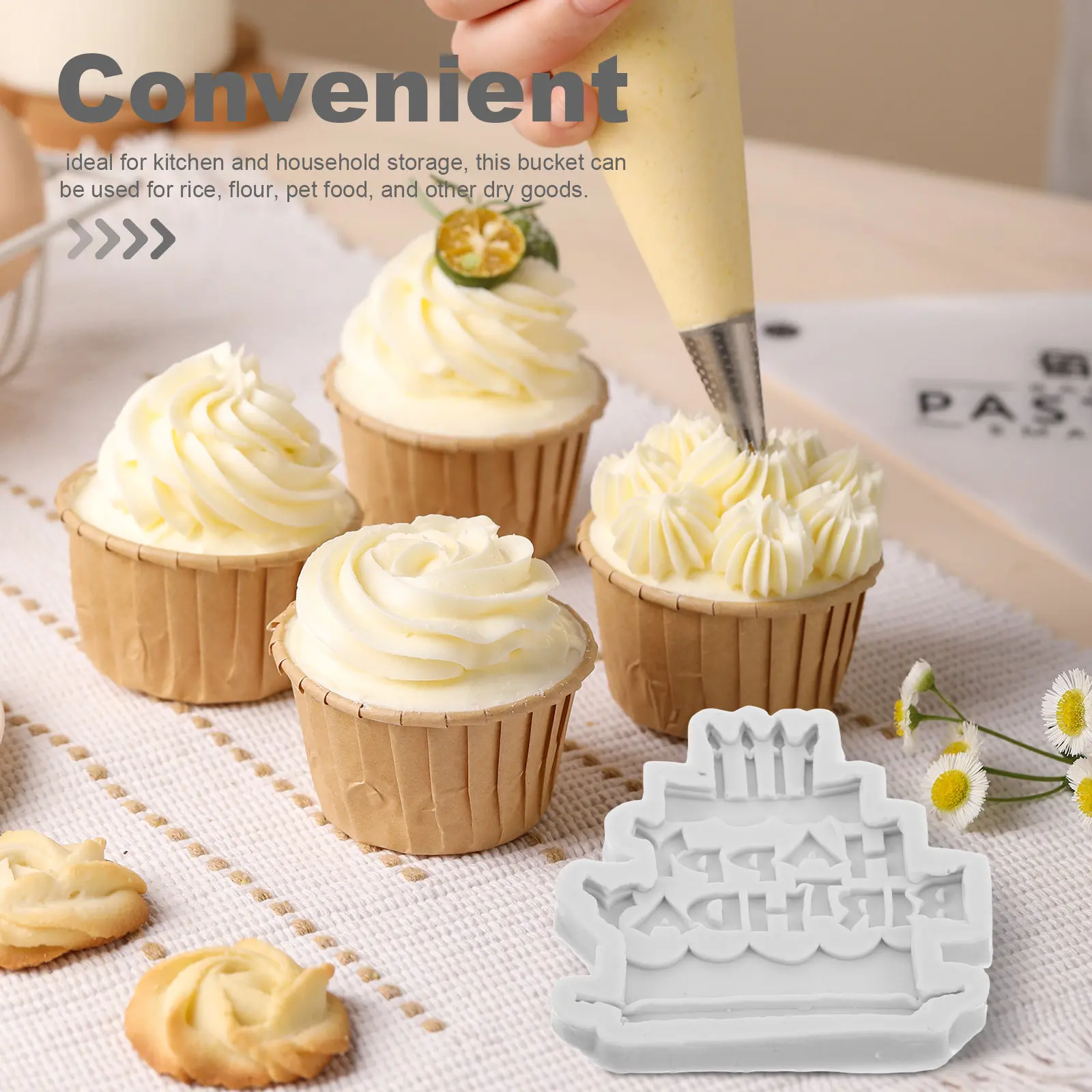 3Pcs Happy Birthday Silicone Molds Food Grade Safe for Fondant Cake Decorating Resin Craft Chocolate Candy Baking DIY Letter view 2