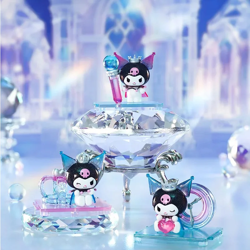 

НОВЫЙ натуральный мультфильм Kuromi Streamer Crystal Temple Series, изысканные настольные украшения для микростудентов с пылесборником, слепая коробка, подарок