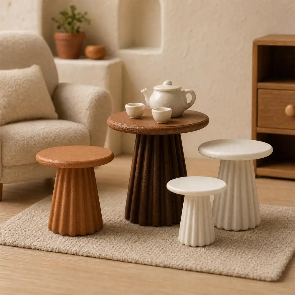 Dollhouse Furniture Dollhouse Miniature Round Table 1 12 Scale Side Table Model Tiny Room Furniture Decor Dollhouse Accessories