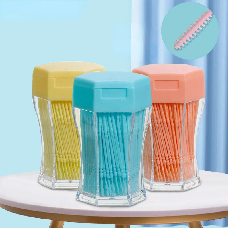 

200pcs/set Plastic Double-head Brushed Toothpick Soft Oral Care 6.2 Cm Hot Sale Floss Toothpick Teeth Care Floss Pick Portable