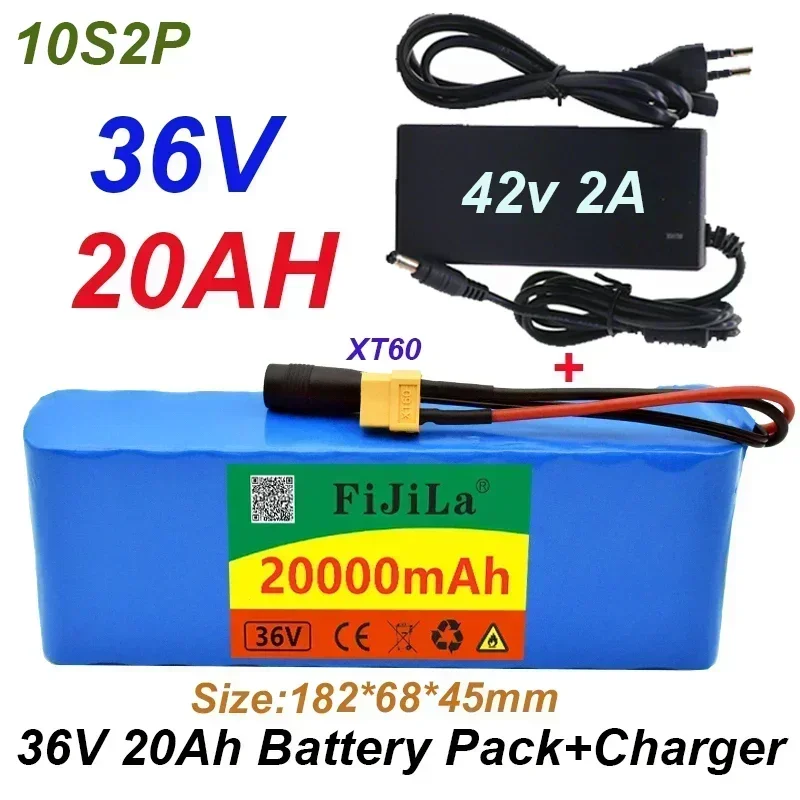 36V 20Ah 10S2P 18650 Rechargeable Battery Pack 20000mAh for Electric Vehicles Modified Bicycles with 42V Protection PCB And Char