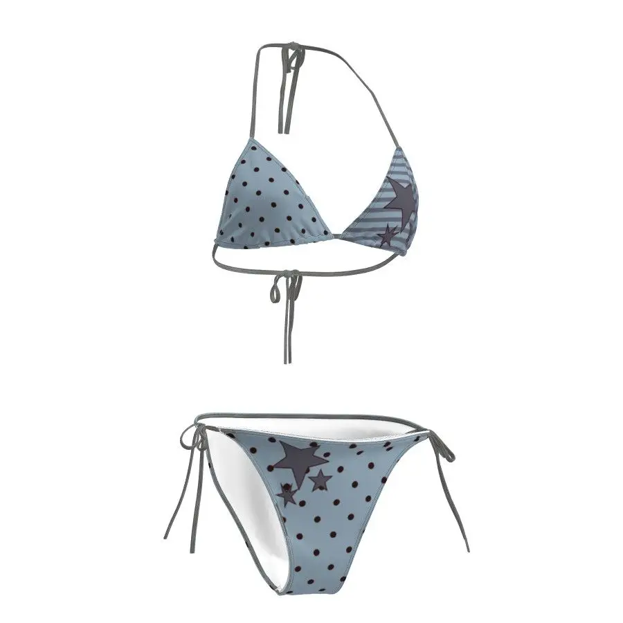 

Amercian Retro Bikini Mujer Beach Wear Bikini Swimsuits Two-piece Women Triangle Swimwear Stripe Bathing Suit Women Clothing