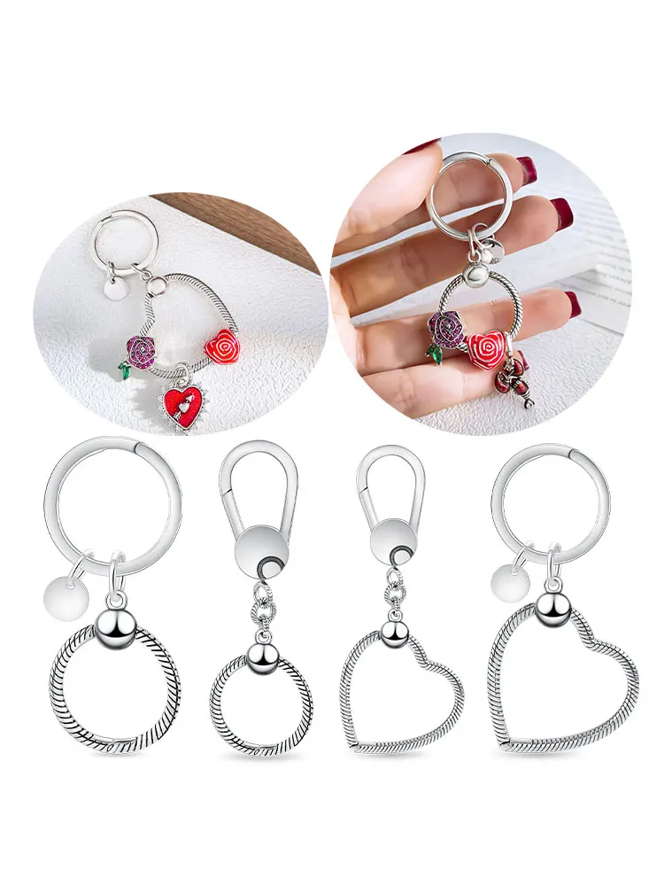 2026 Heißer Verkauf Schlüsselanhänger Anhänger Charm Perlen 925 Sterling Silber Schlüsselanhänger Armband Passend für Original Marken Silberperlen Damen Geschenk