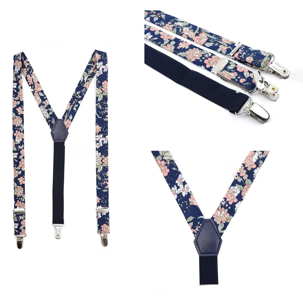 المطبوعة الأزهار القطن الاطفال الحمالات كليب على الأشرطة قابل للتعديل مطاطا Y-الظهر الأقواس الأطفال صبي فتاة الأقواس اكسسوارات الزفاف