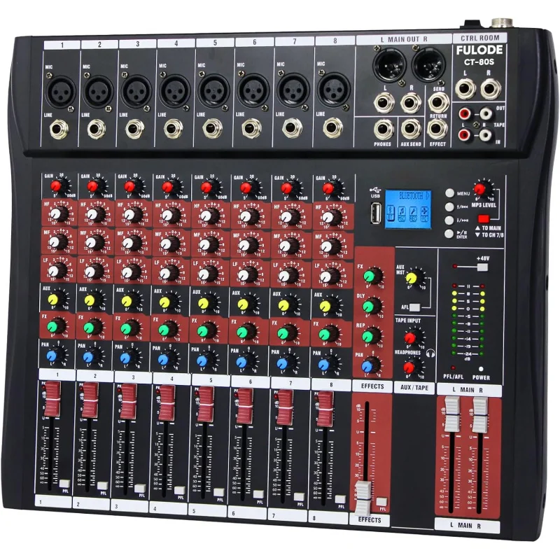 Fuluode 6/8/12-Channels Audio Mixer Mixing Console 3 Band EQ Adjustment Bluetooth USB MP3 XLR Input Professional DJ Equipment - view 2