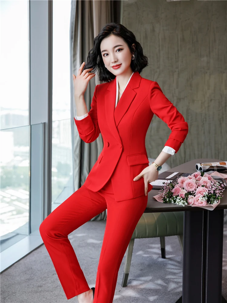 Women\'s Elegant Suits Pants And  Formal Blazer Set 2 Pieces Business Outfits For Office Ladies Suit Sets Fall 2022