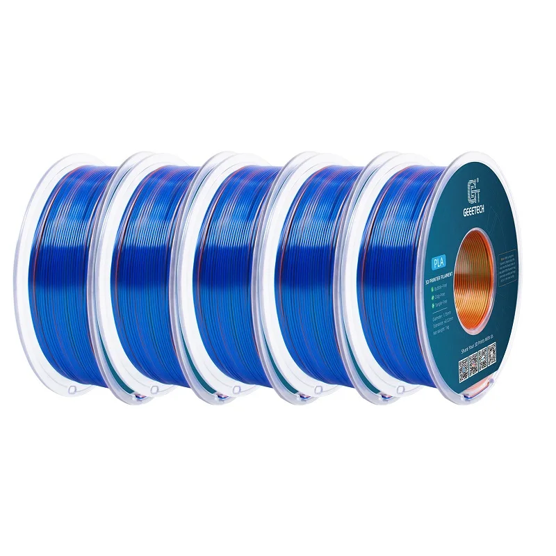 Geeetech 5Rolls Three Tri Color Silk PLA Filament, 3D-filament 1,75 mm spoeldraad (+/-0,02 mm) Vacuümverpakking, speciale kleur - afbeelding 2