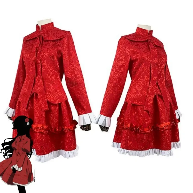 أنيمي الظلال البيت كيت الظل تأثيري حلي جميلة Kawaii لوليتا فستان أحمر قصير فستان يومي هالوين كرنفال حفلة البدلة