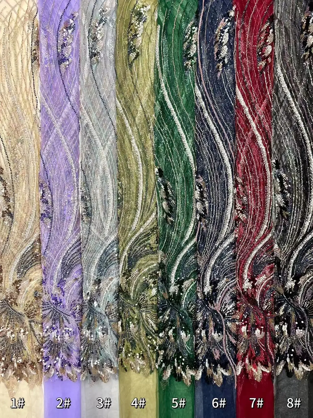 Luxury African Red Sequins Lace Fabric High Quality Beaded Embroidery Lace  French Tulle for Nigerian Wedding Dresses  TP1423