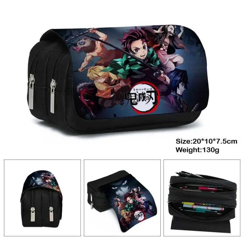 Demon Slayer Pencil Case Students Schoolbag Stationery Anime Cases School Cool Multi-function Brush Bag Gift Tanjirou Kyoujurou