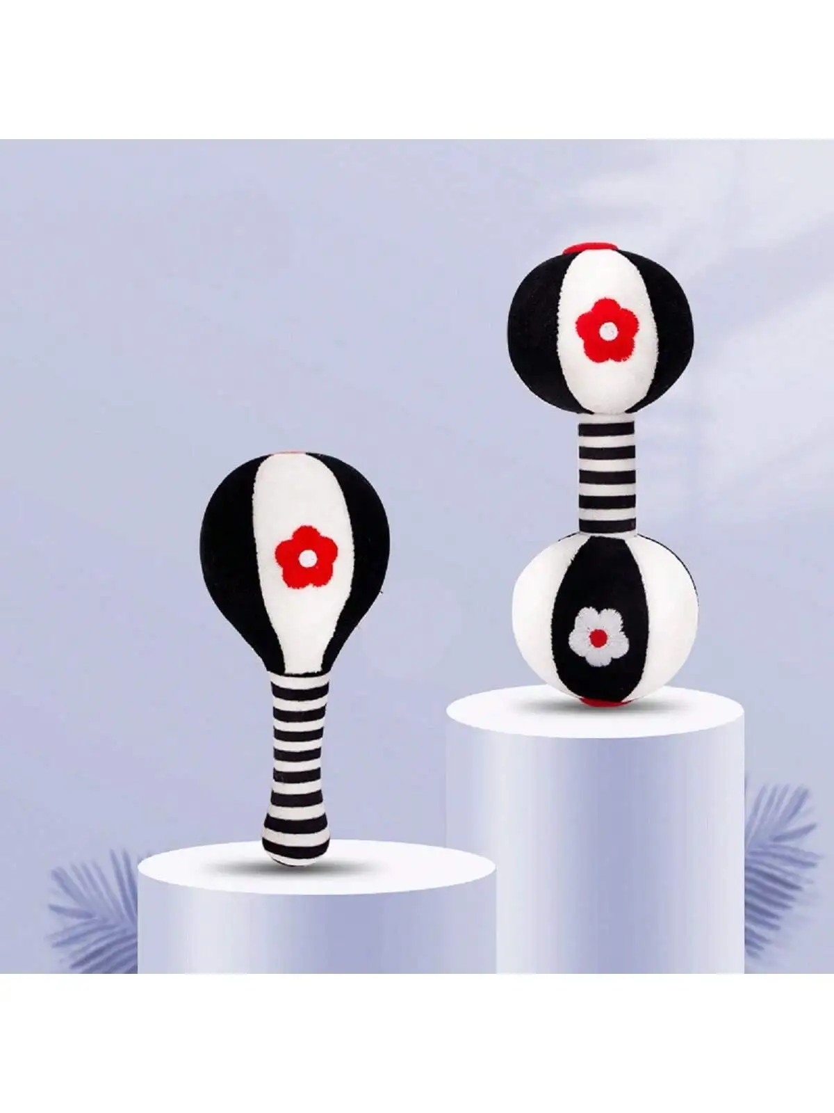 2pcs Black & White Baby Rattles, High Contrast Plastic Maracas Design, 0-3 Months Newborn Toys, 0-6 Months Infant Toys