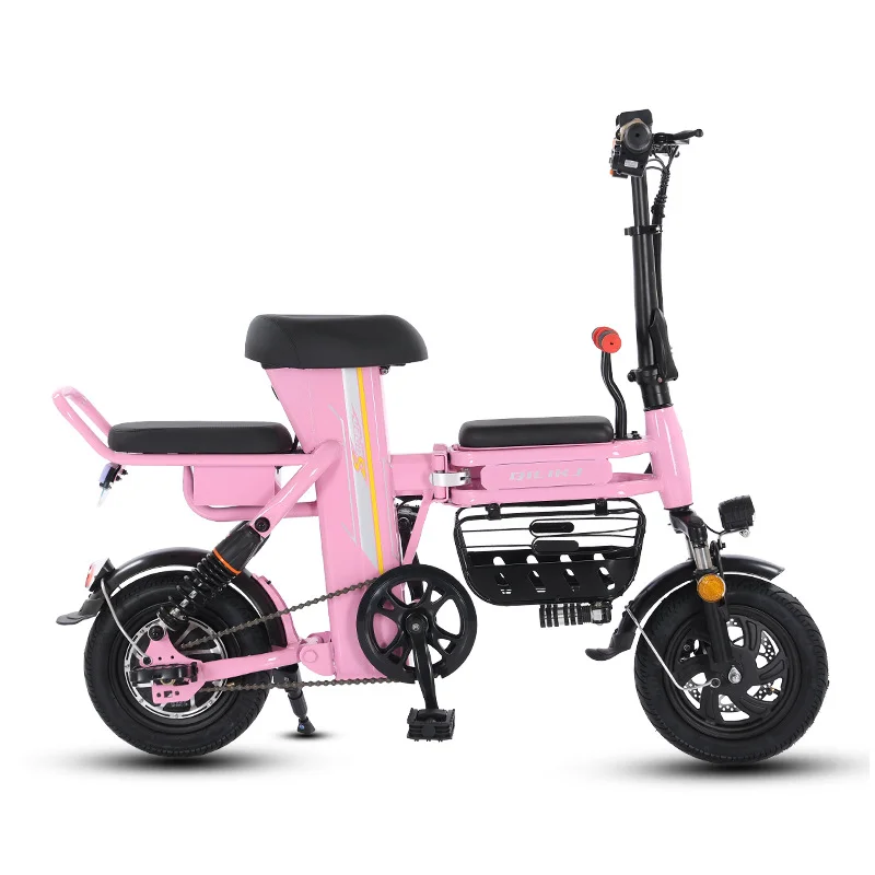 

Folding Family Small 12 Inch Parents Child Electric Bike For Adults 48V 350W Powerful Electric Scooter for Women with 3 Places