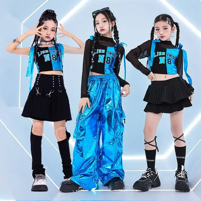 Trajes de baile de Jazz para niñas, ropa de Hip Hop fresca para niños, Ropa de baile callejero para niños, trajes Kpop de grupo de porristas