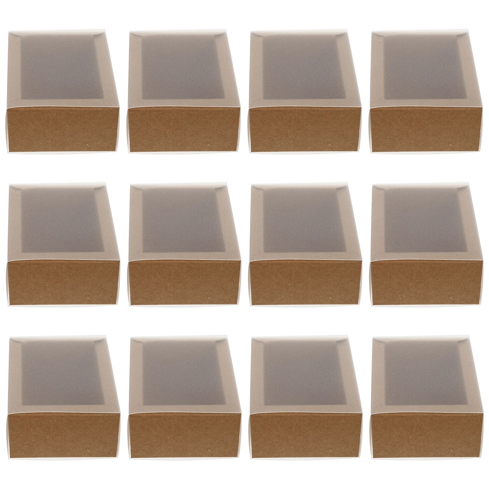 

12Pcs Kraft Paper Gift Box Clear PVC Window Durable Elegant Storage for Festivals Weddings Birthdays Paper Gift Box