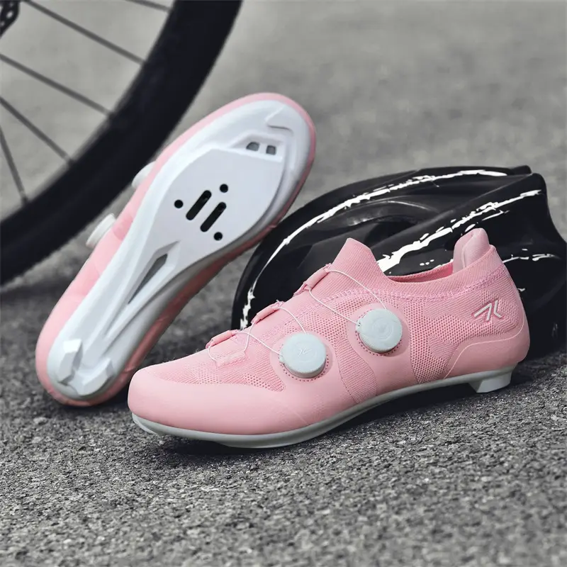 Sapatos de ciclismo de estrada das mulheres dos homens rosa respirável auto-bloqueio grampo spd sapatos de bicicleta de estrada feminino ajustável pro corrida bicicleta tênis