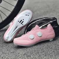 Zapatos de Ciclismo de Carretera para hombre y mujer, calzado rosa transpirable con tacos autoblocantes Spd, zapatillas de bicicleta de carreras profesionales ajustables