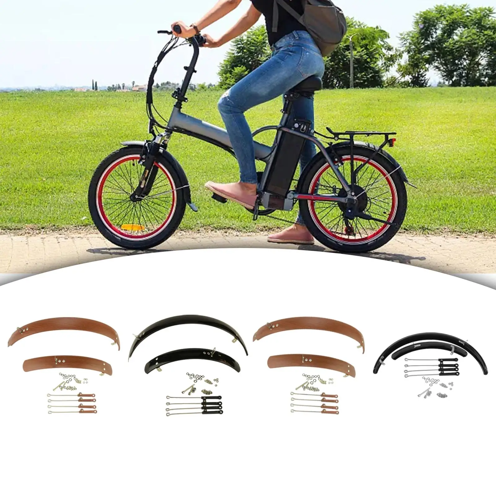 

Folding Bike Mudguard Front Rear Fenders Spare Parts Cycling Parts Simple Installation Bike Mudflap for Cycling Riding Outdoor