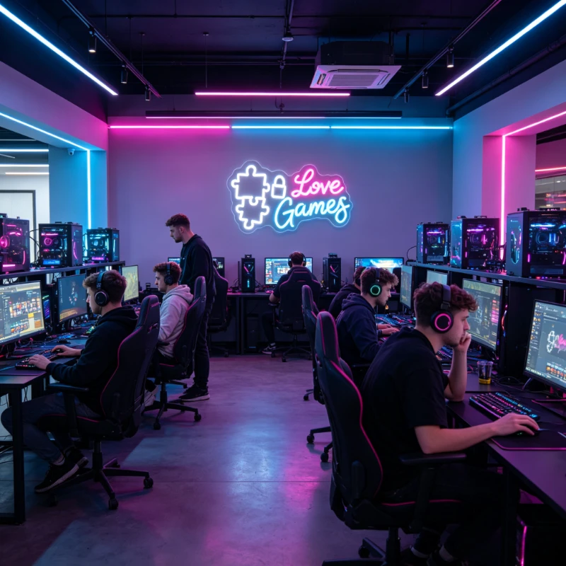 Love Games Neon Sign LED Gamin - Desk Setup Videos 评论和价格