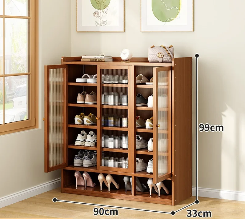 Economical Metal Shoe Rack for Home Modern Multi-layer Space Shoe Cabinet Dustproof Door Simple
