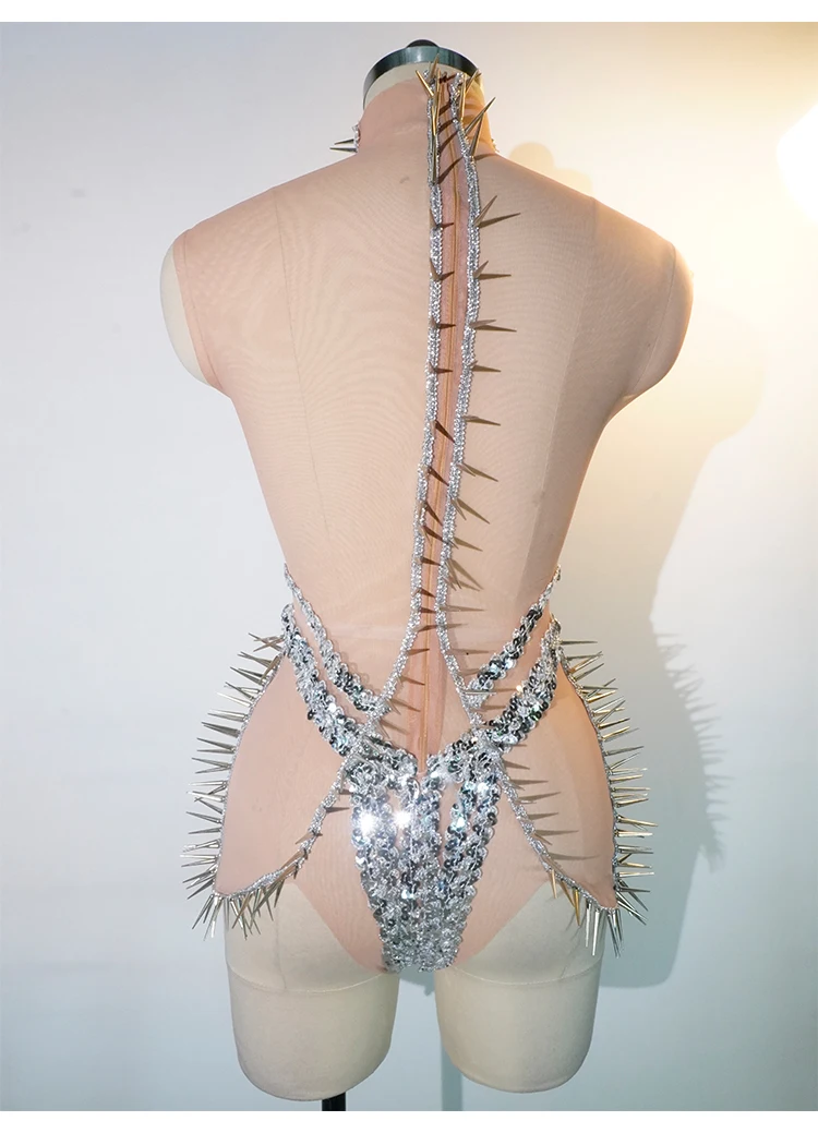 レディース光沢のあるピンクのラインストーン新しい Djnightclub クラブバー卒業誕生日パーティー衣装歌手ダンスパフォーマンスステージ衣装