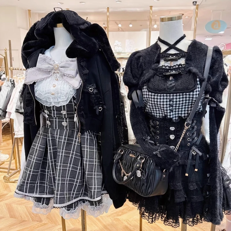 ليز التنانير اليابانية الفتيات الحلو مقوس دانتيل كعكة صغيرة التنانير الربيع والخريف المرأة عالية الخصر ضئيلة أنيقة الأميرة تنورة قصيرة #2