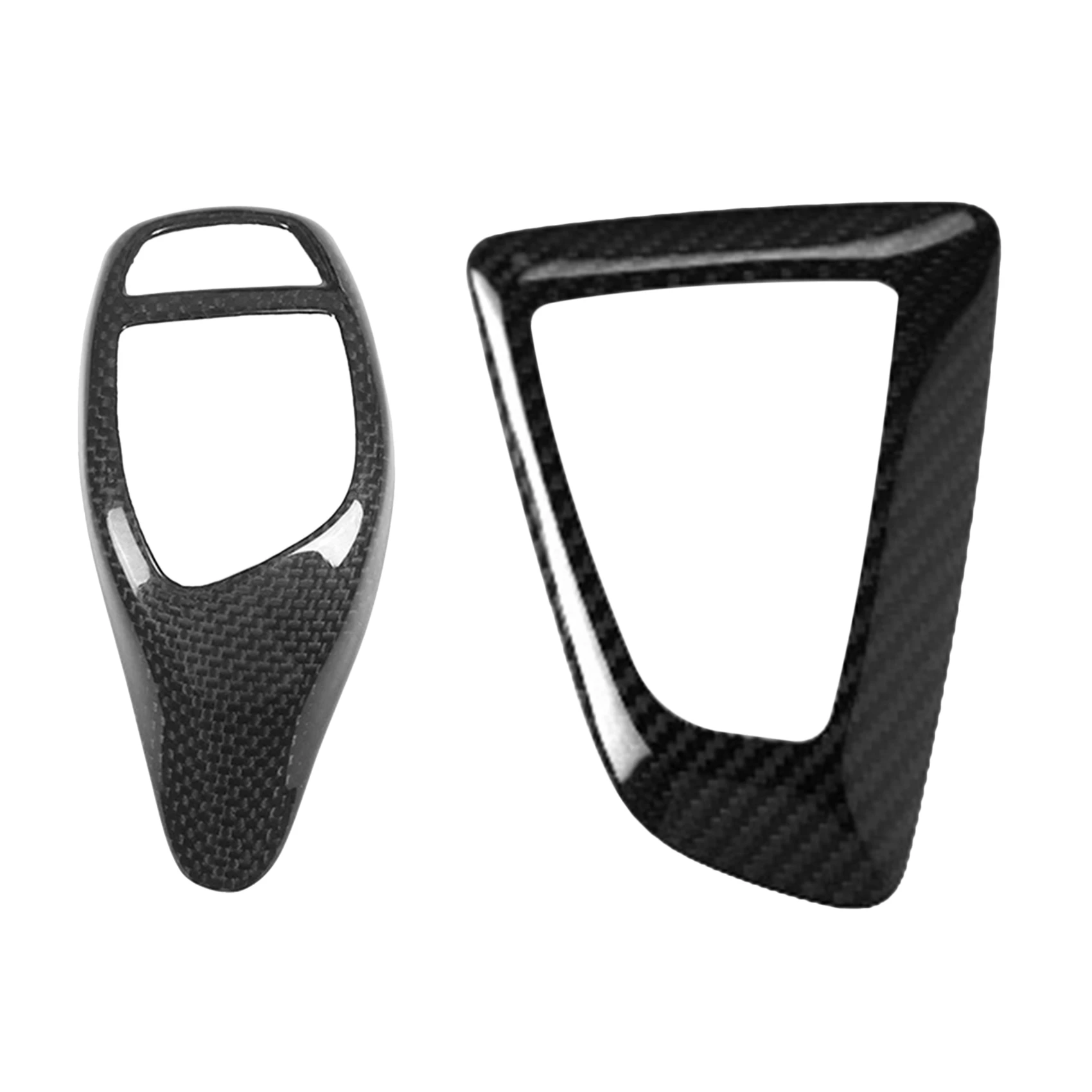 

2Pcs Real Carbon Fiber Gear Shift Knob Trim Cover Stickers Panel Frame Left for-BMW F10 F20 F30 F32 F36 F12 X5 F15