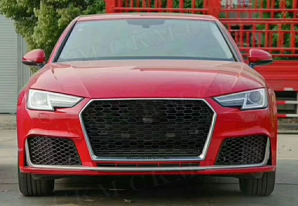 

CKMUUER Передние решетки бампера из полипропилена для Audi A4 B9 RS4 2016-2018, задний диффузор с насадками на выхлопные трубы, гоночные накладки для автомобиля