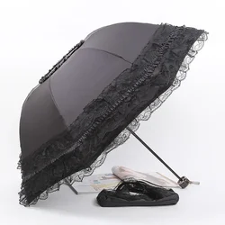 Vintage Lace Parasol Foldable Gothic Lolita Umbrella Rain Anti-uv Protection Sunblock Umbrella Dome Photo Props Girls Parasol