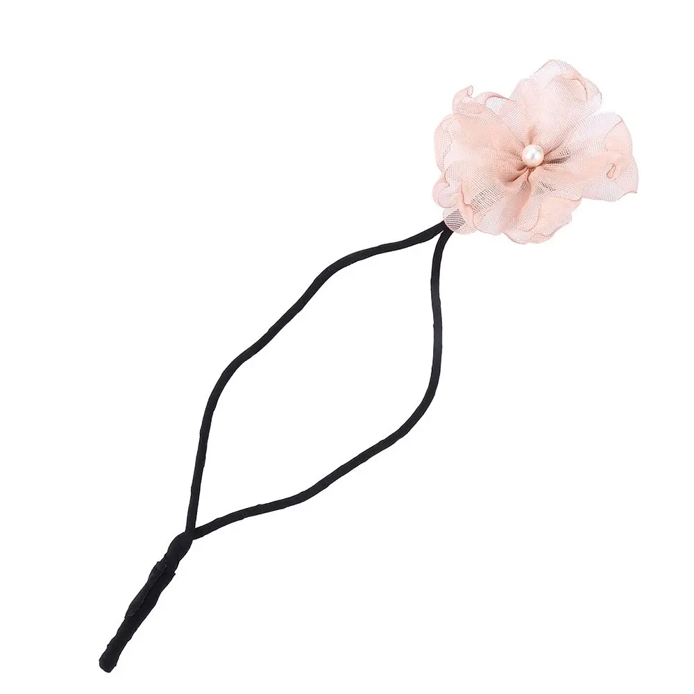 Donut Bun Shape Fashion Cute DIY Pearl Flower Hair Bun Hair Accessories Headband Hair Braider Headwear Hairband