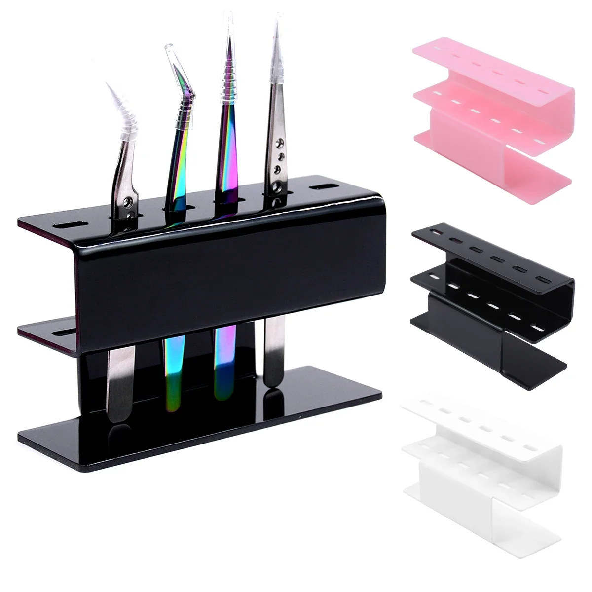 Eyelash Tweezers Storage Holder 6 Holes Rack Portable Tweezers Organizer Shelf  Eyelash Extension Makeup Tool Acrylic Stand