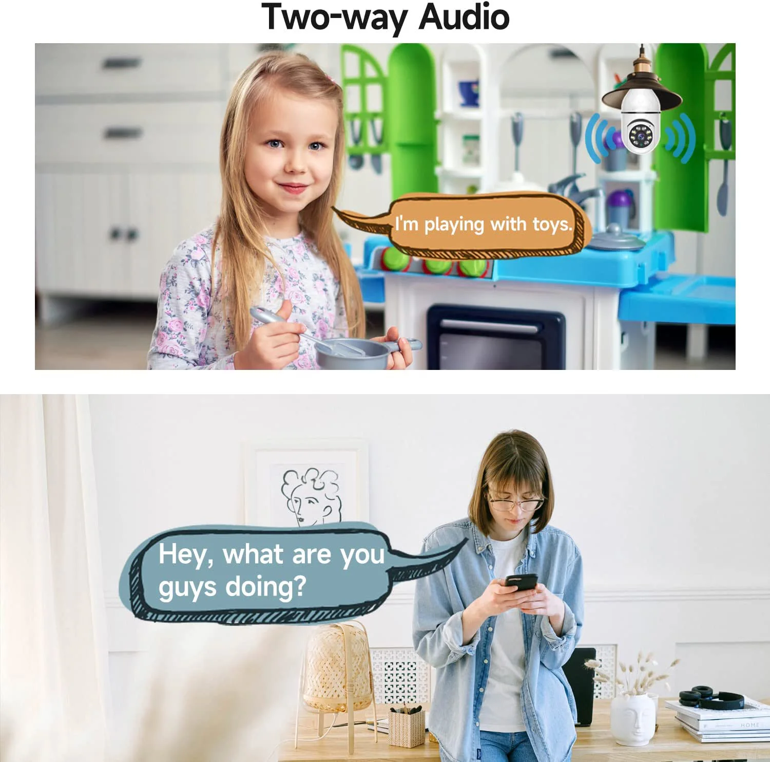 Telecamera a lampadina wireless Wifi Telecamera a lampadina E27 Telecamera di sicurezza WiFi a 360 gradi Visione notturna ad alta definizione a colori