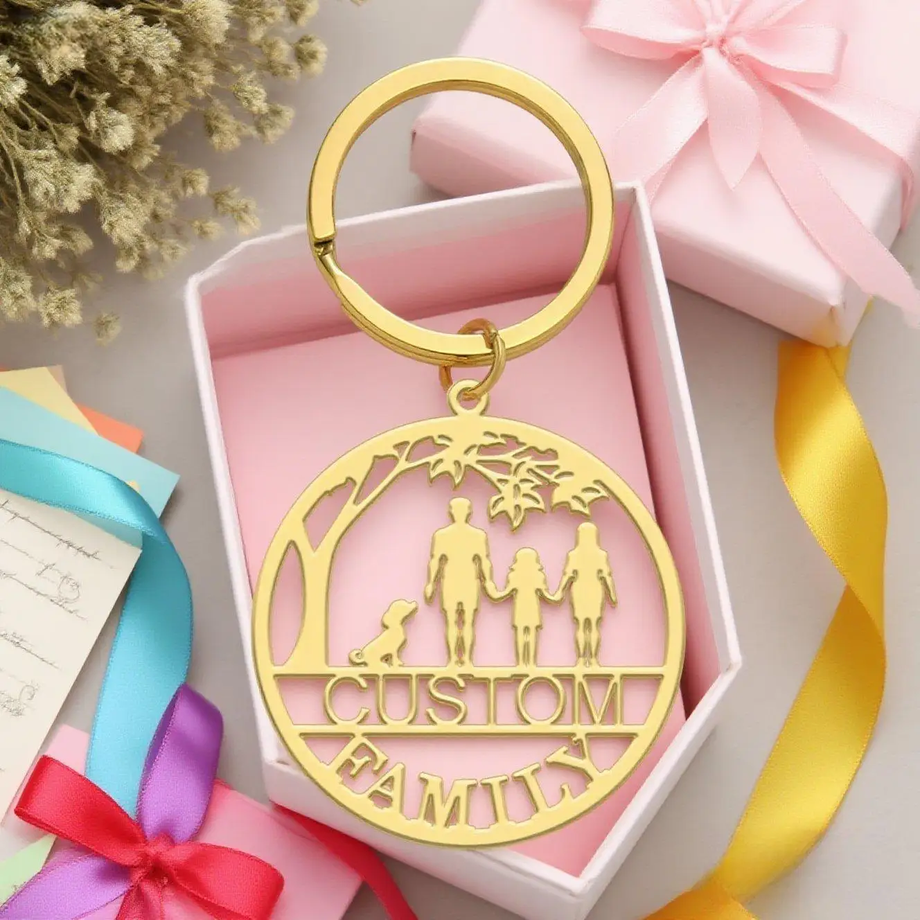 

Family Member Circular Keychain Variety Style Choose From Supports Custom Text Precious Item Carries Beautiful Family Emotion ﻿