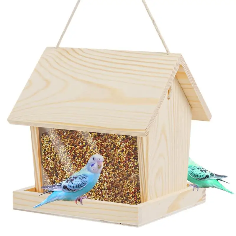 Hanging Wooden Bird Feeder Farmhouse Bird Feeder With 2 Landing Trays Feeding Station For Wild Birds Outdoor Bird Feeder House