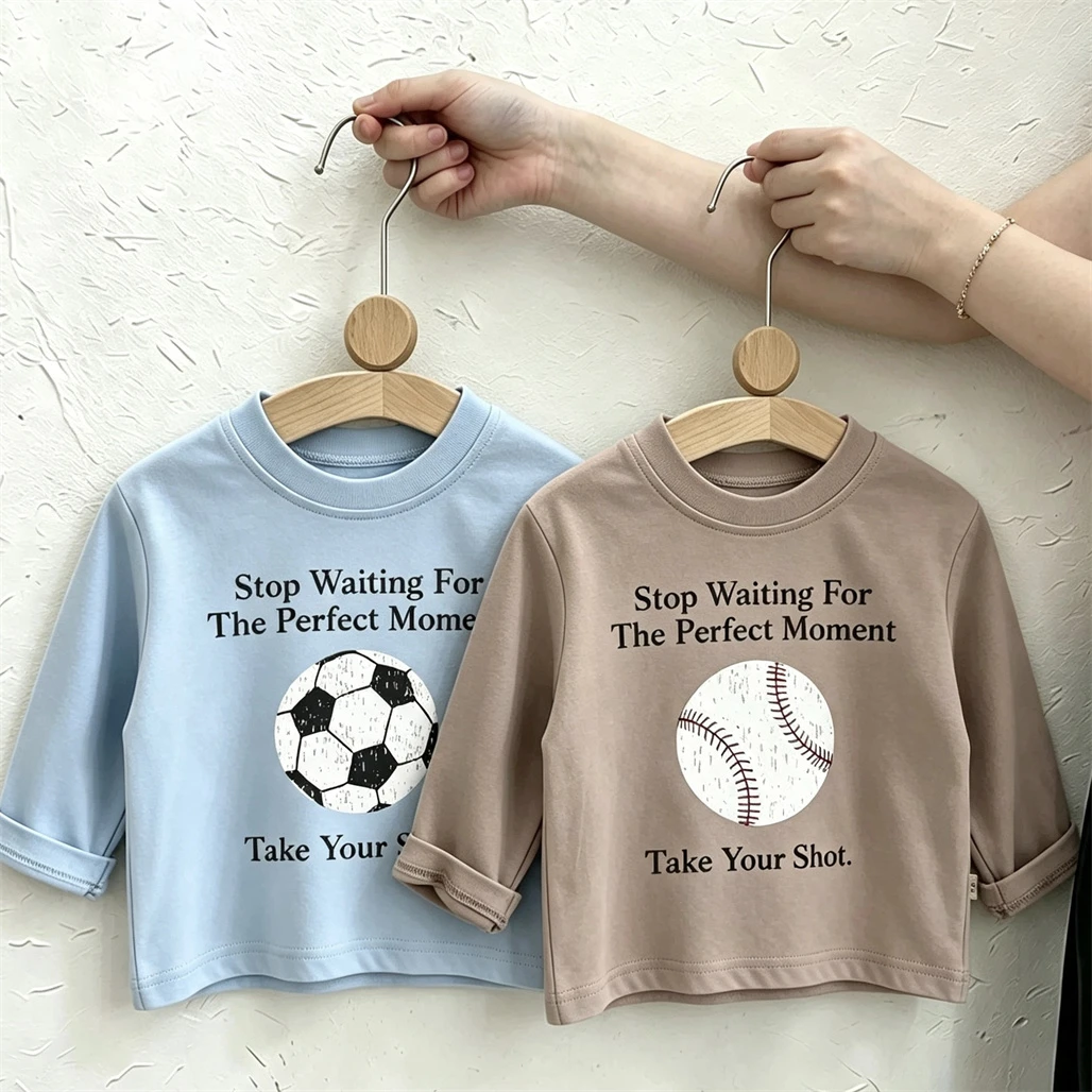 Small Child Clothes Round Neck Bottoming Shirt Thin Pure Cotton Wear Printing Tees Kids Fashion Casual Wear Long-sleeved Tshirt