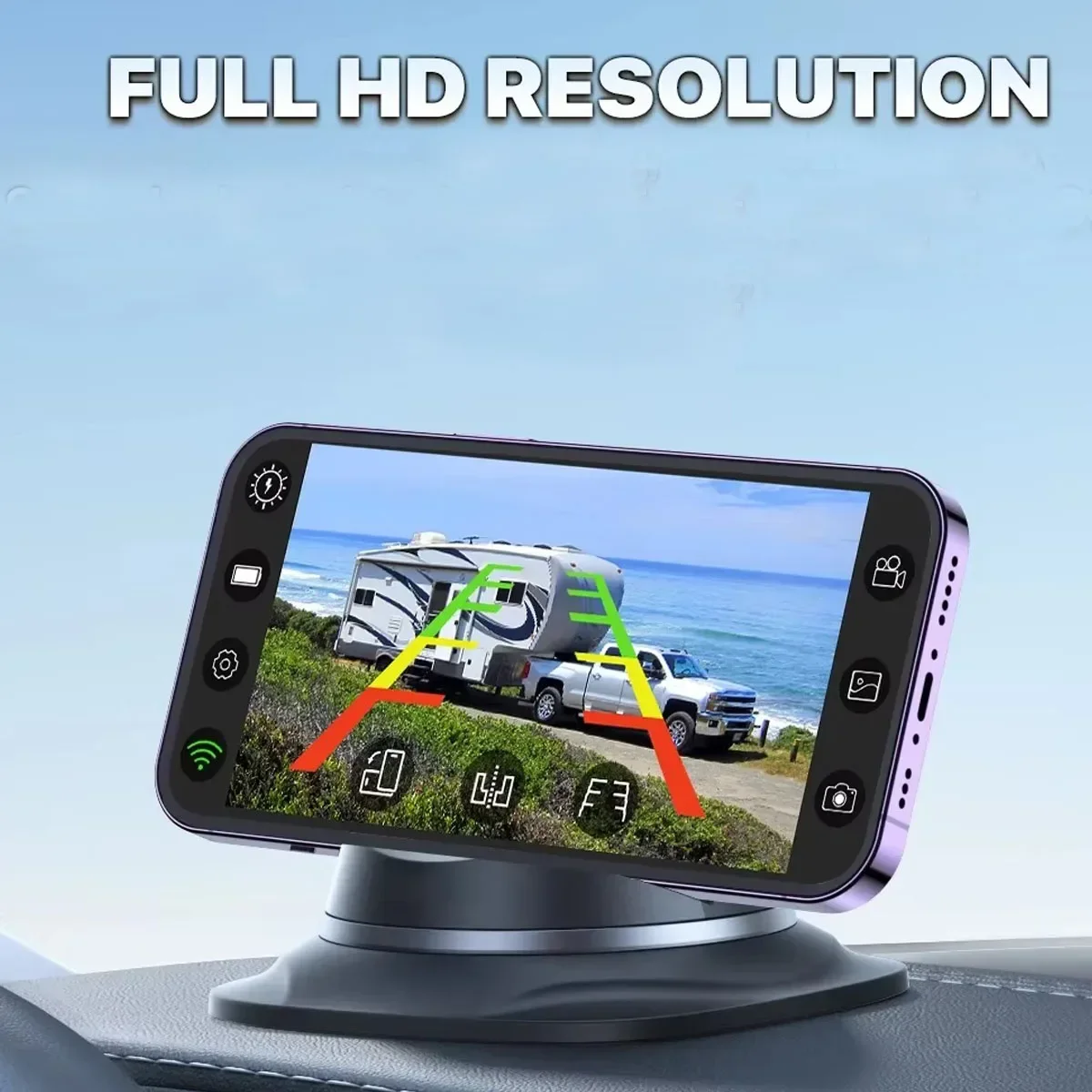 Solar Energy  AHD1080P Rear/Front WiFi Wireless HD License Plate Backup Camera for IPhone Android Phone Truck Car Van RV